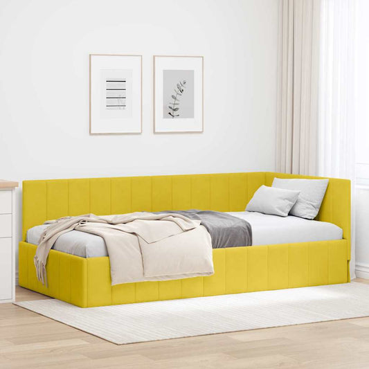 Cornice del letto ad angolo Giallo 100 x 200 cm Velluto - homemem39