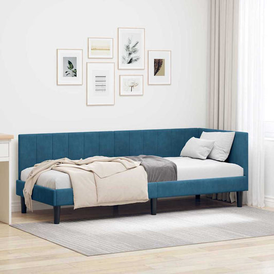 Cornice del letto ad angolo Blu 80 cm x 200 cm Velluto | homemem39