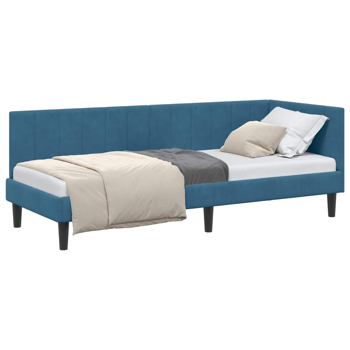 Cornice del letto ad angolo Blu 80 cm x 200 cm Velluto | homemem39