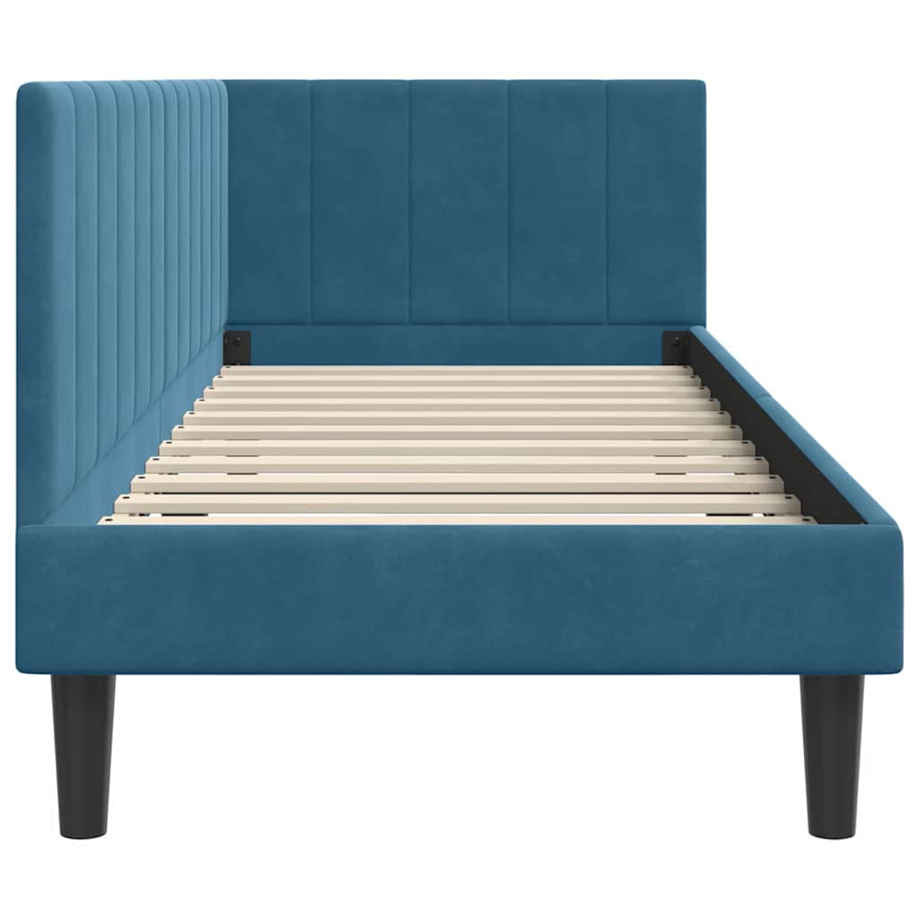 Cornice del letto ad angolo Blu 80 cm x 200 cm Velluto | homemem39