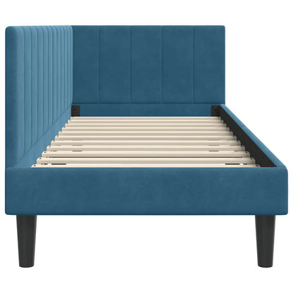 Cornice del letto ad angolo Blu 80 cm x 200 cm Velluto | homemem39