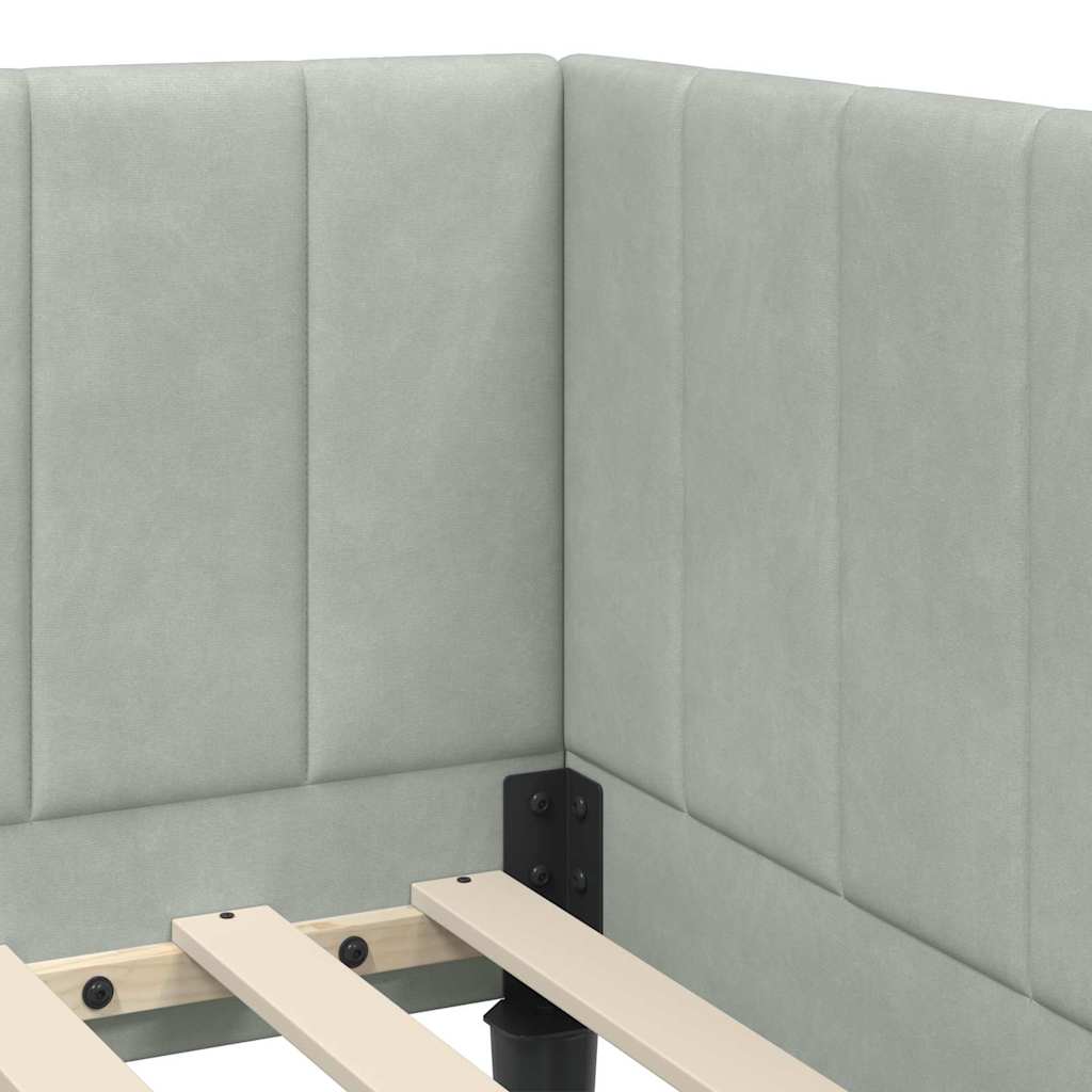 Cornice del letto ad angolo Grigio chiaro 80 x 200 cm Velluto - homemem39