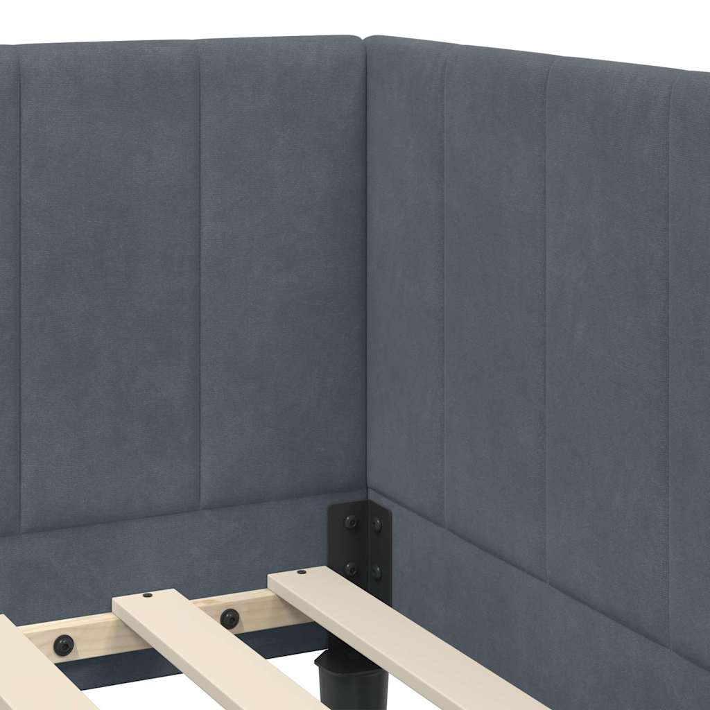 Cornice del letto ad angolo Grigio scuro 80 cm x 200 cm Velluto | homemem39
