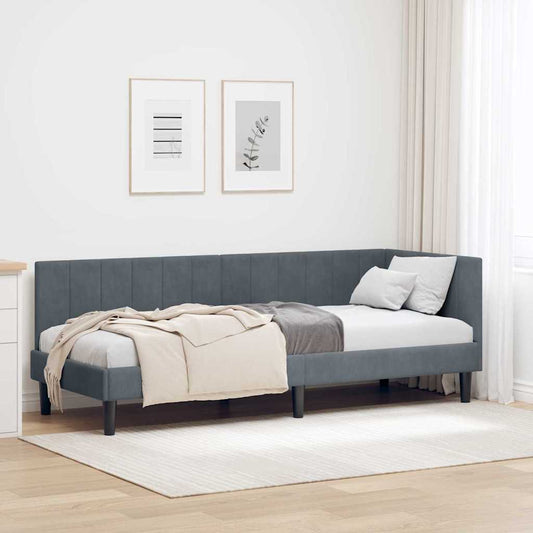 Cornice del letto ad angolo Grigio scuro 80 cm x 200 cm Velluto | homemem39