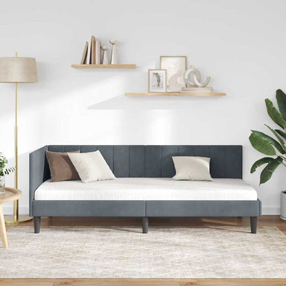 Cornice del letto ad angolo Grigio scuro 80 cm x 200 cm Velluto | homemem39