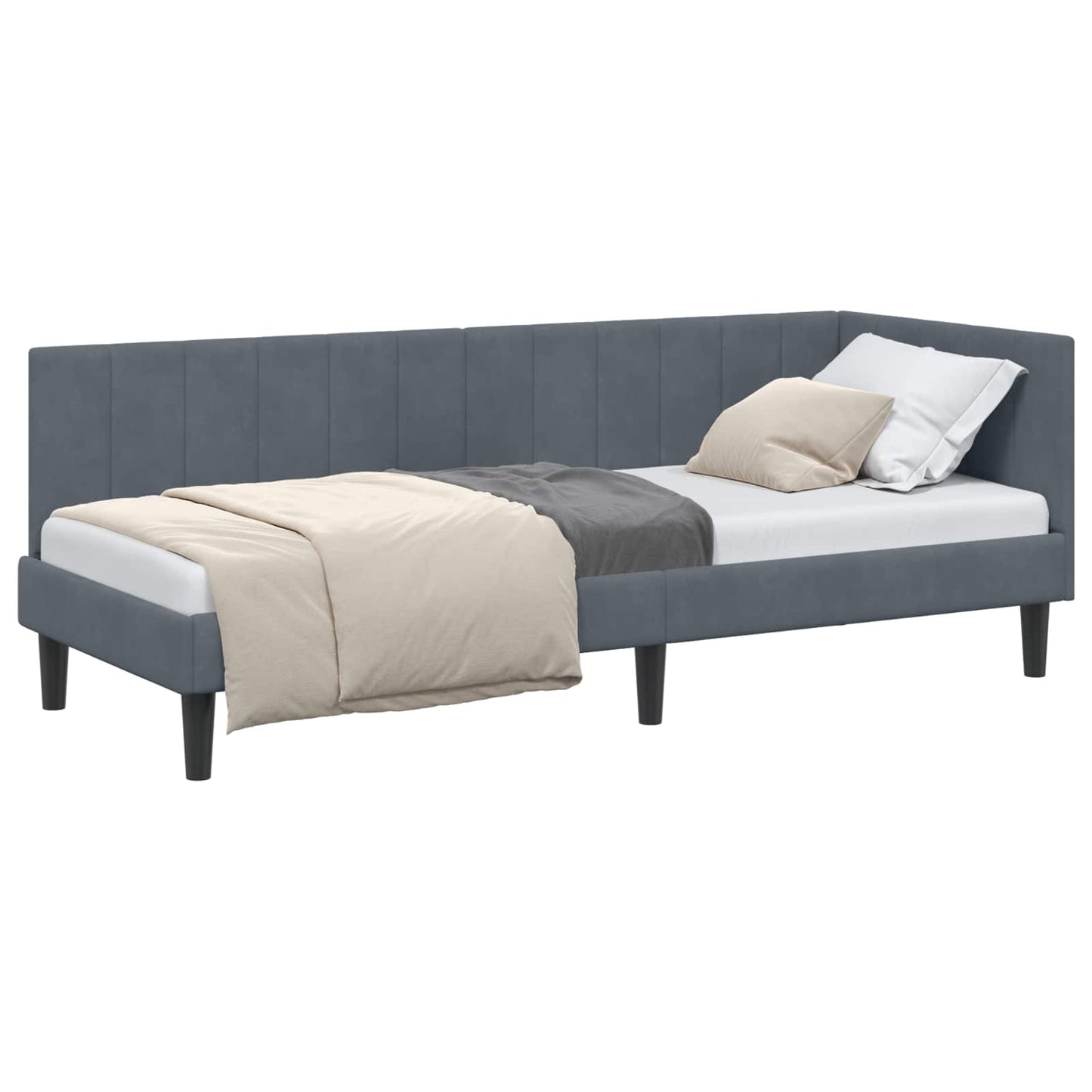 Cornice del letto ad angolo Grigio scuro 80 cm x 200 cm Velluto | homemem39