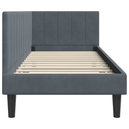Cornice del letto ad angolo Grigio scuro 80 cm x 200 cm Velluto | homemem39