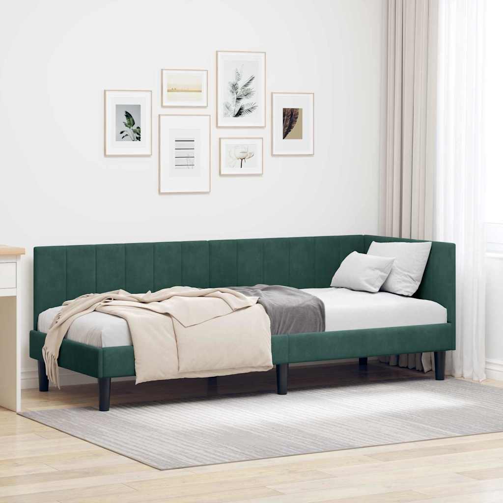 Cornice del letto ad angolo Verde Scuro 80 cm x 200 cm Velluto | homemem39