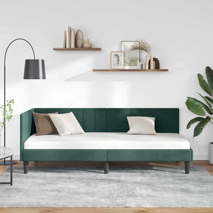 Cornice del letto ad angolo Verde Scuro 80 cm x 200 cm Velluto | homemem39