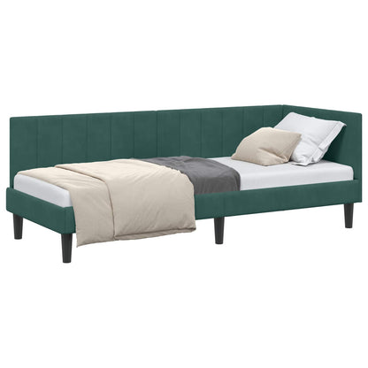 Cornice del letto ad angolo Verde Scuro 80 cm x 200 cm Velluto | homemem39