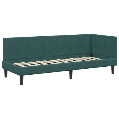 Cornice del letto ad angolo Verde Scuro 80 cm x 200 cm Velluto | homemem39