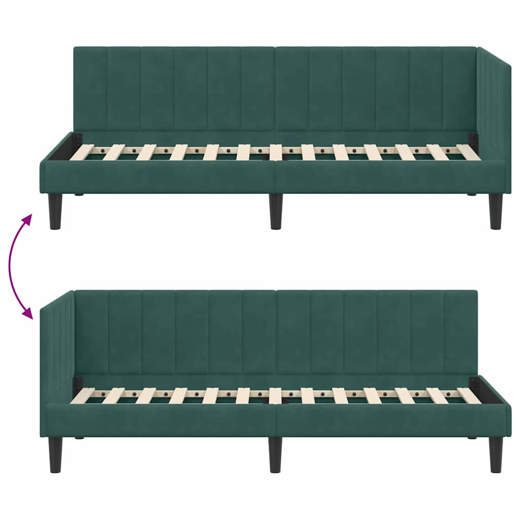 Cornice del letto ad angolo Verde Scuro 80 cm x 200 cm Velluto | homemem39