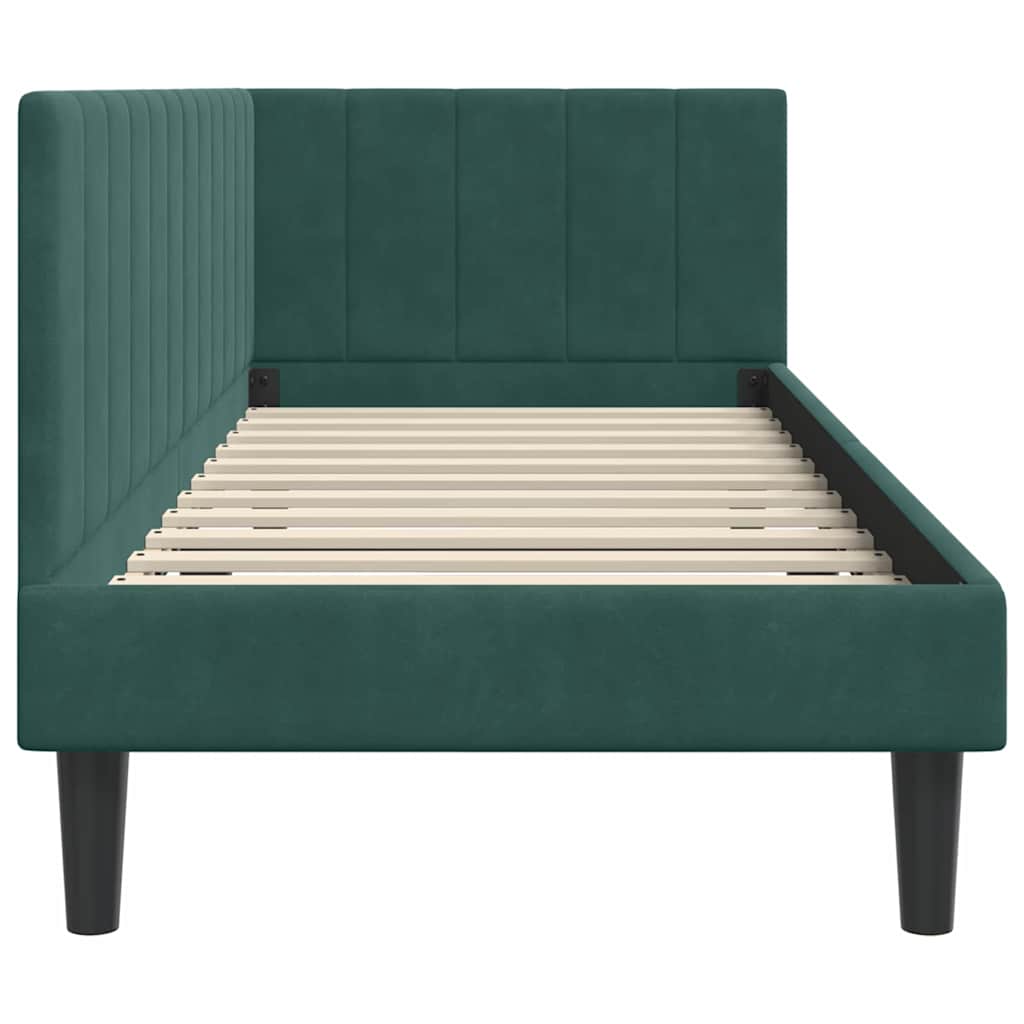 Cornice del letto ad angolo Verde Scuro 80 cm x 200 cm Velluto | homemem39