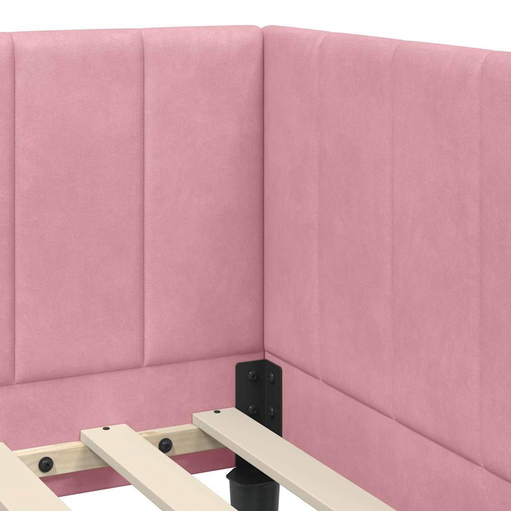 Cornice del letto ad angolo Rosa 80 x 200 cm Velluto - homemem39