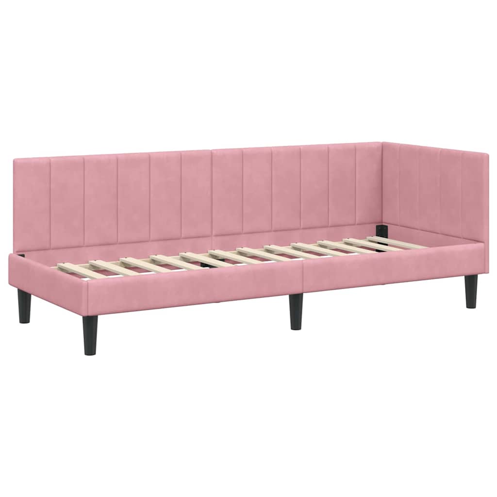 Cornice del letto ad angolo Rosa 80 x 200 cm Velluto - homemem39