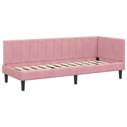 Cornice del letto ad angolo Rosa 80 x 200 cm Velluto - homemem39