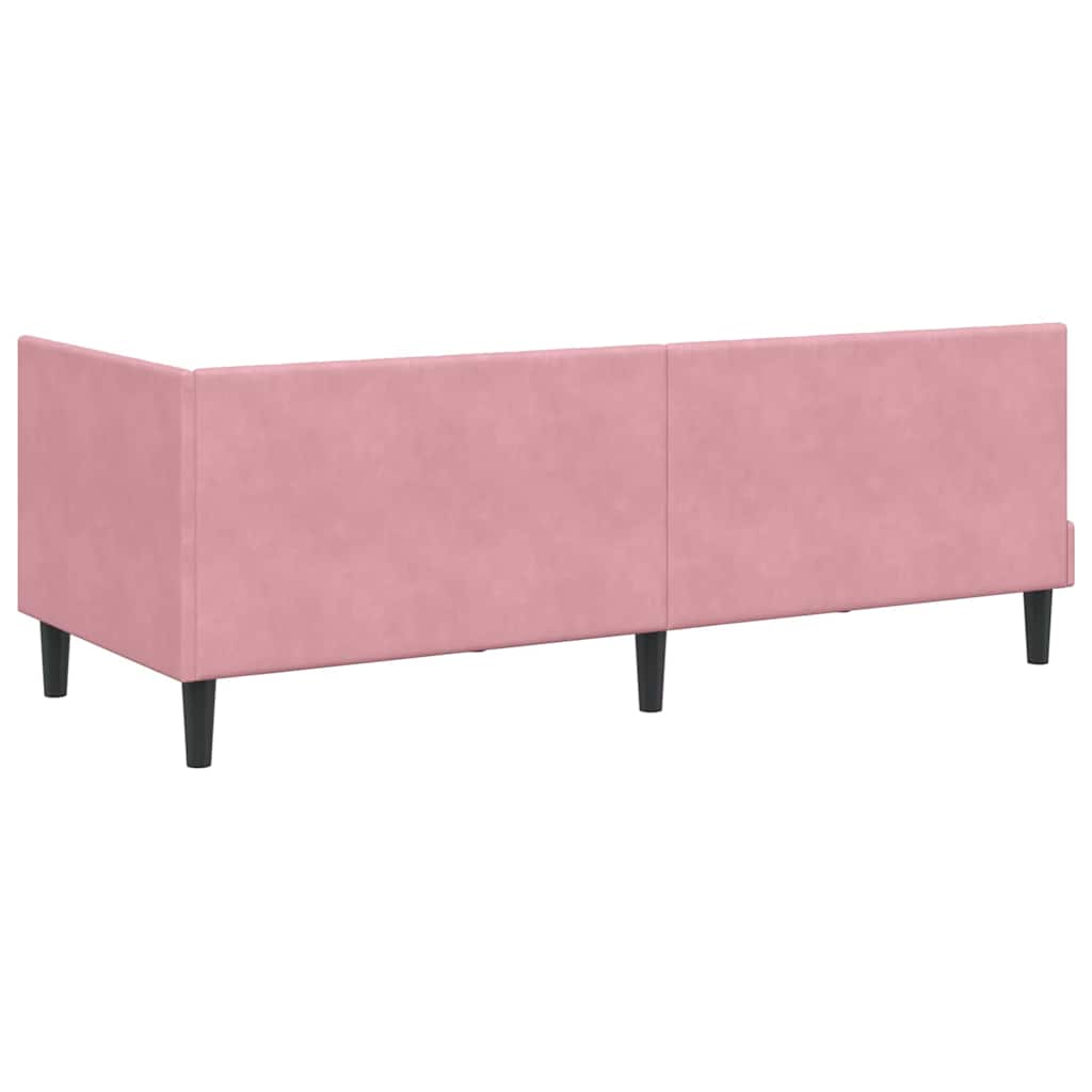 Cornice del letto ad angolo Rosa 80 x 200 cm Velluto - homemem39