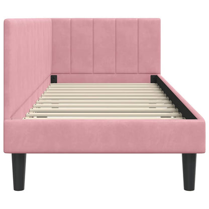 Cornice del letto ad angolo Rosa 80 x 200 cm Velluto - homemem39