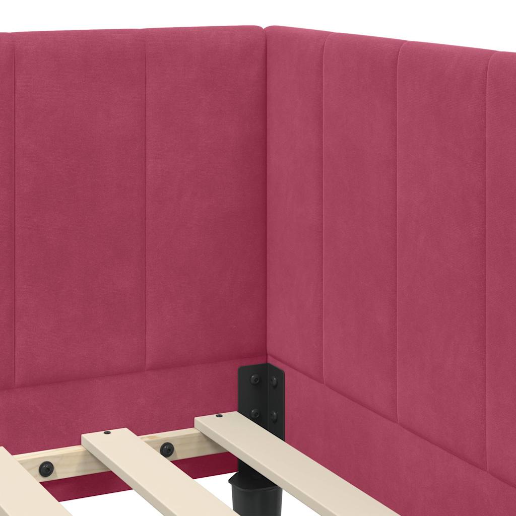 Cornice del letto ad angolo Rosso Vino 80 cm x 200 cm Velluto | homemem39