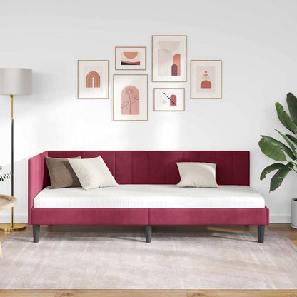 Cornice del letto ad angolo Rosso Vino 80 cm x 200 cm Velluto | homemem39