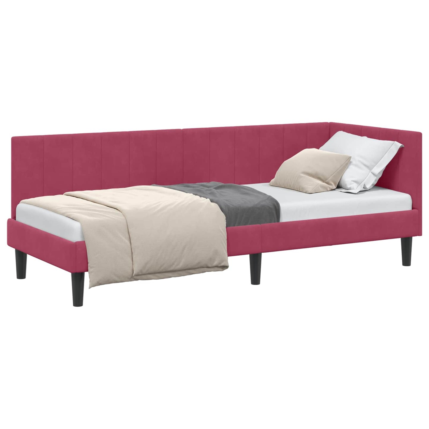 Cornice del letto ad angolo Rosso Vino 80 cm x 200 cm Velluto | homemem39