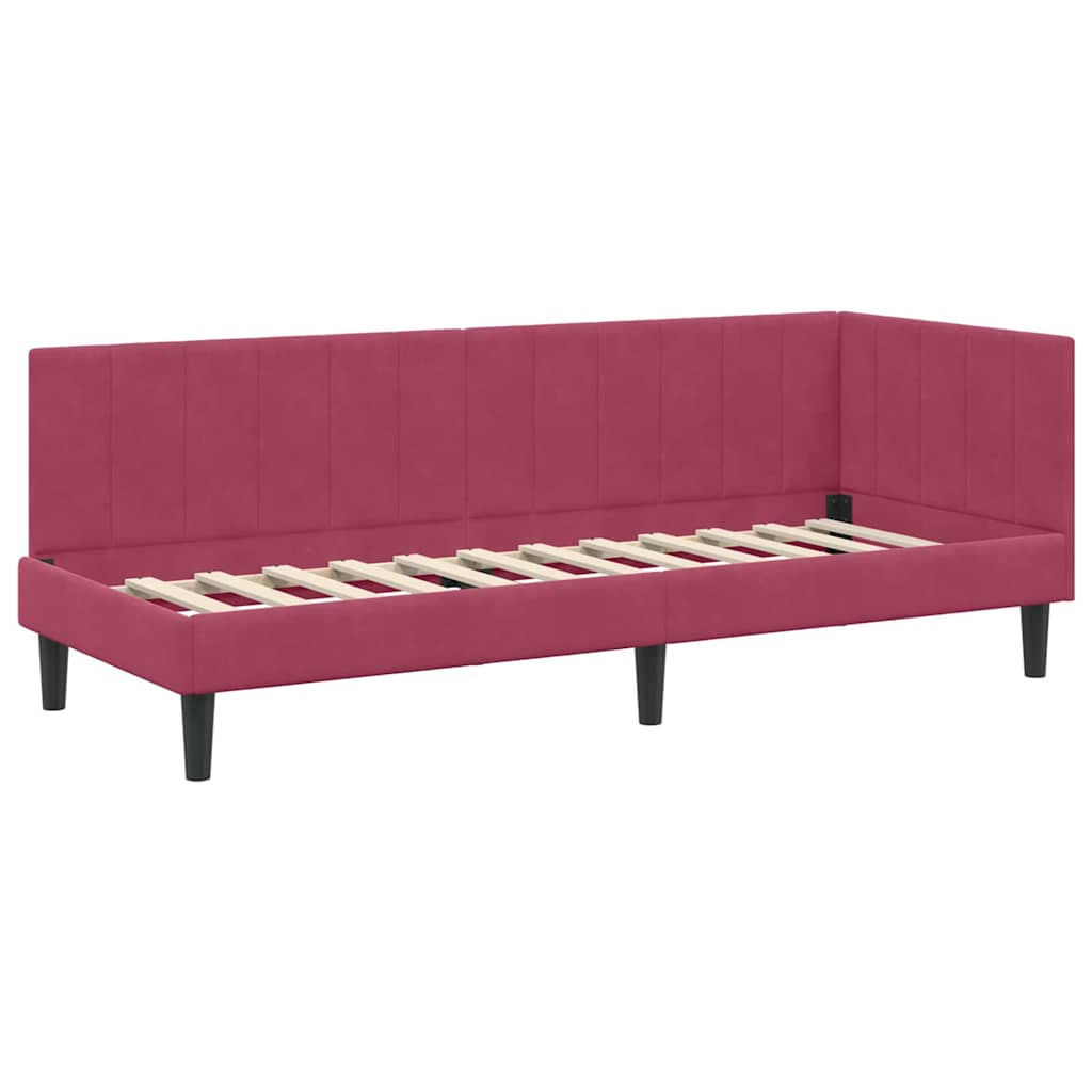 Cornice del letto ad angolo Rosso vino 80 x 200 cm Velluto - homemem39