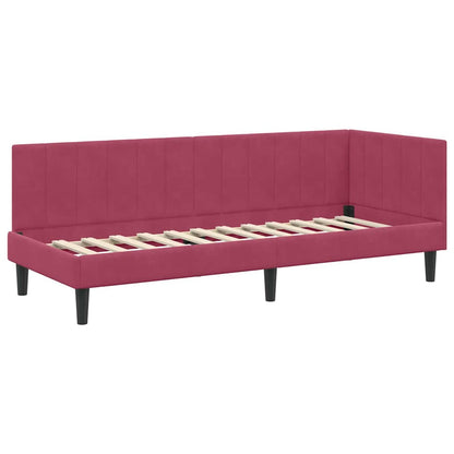 Cornice del letto ad angolo Rosso vino 80 x 200 cm Velluto - homemem39