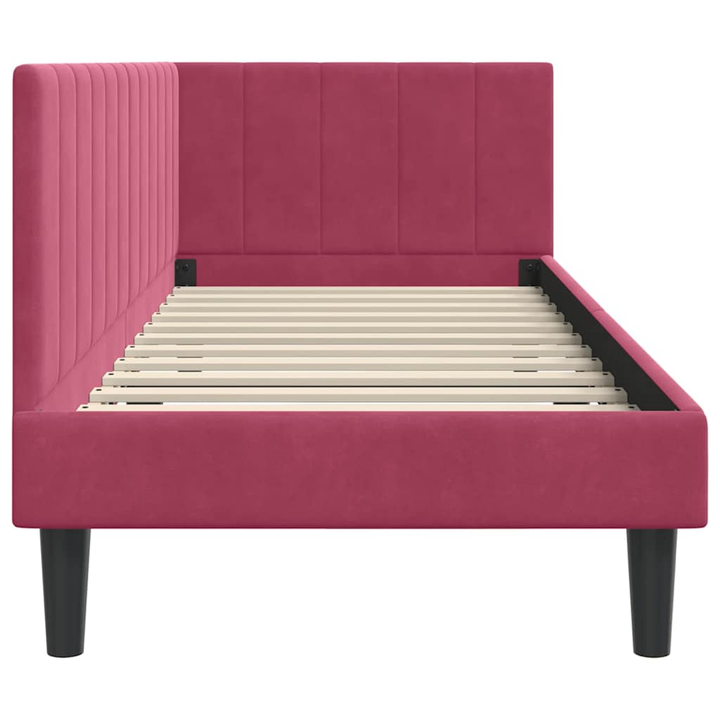 Cornice del letto ad angolo Rosso Vino 80 cm x 200 cm Velluto | homemem39