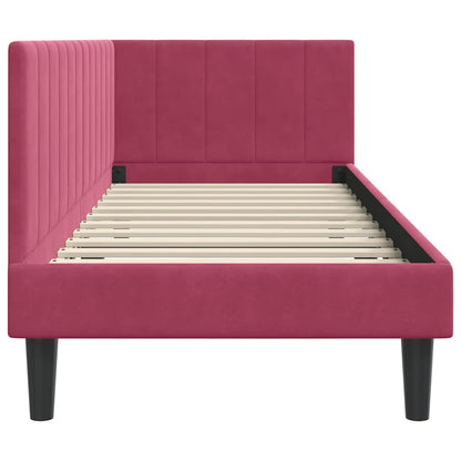 Cornice del letto ad angolo Rosso Vino 80 cm x 200 cm Velluto | homemem39