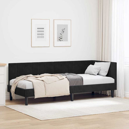 Cornice del letto ad angolo Nero 80 cm x 200 cm Velluto | homemem39