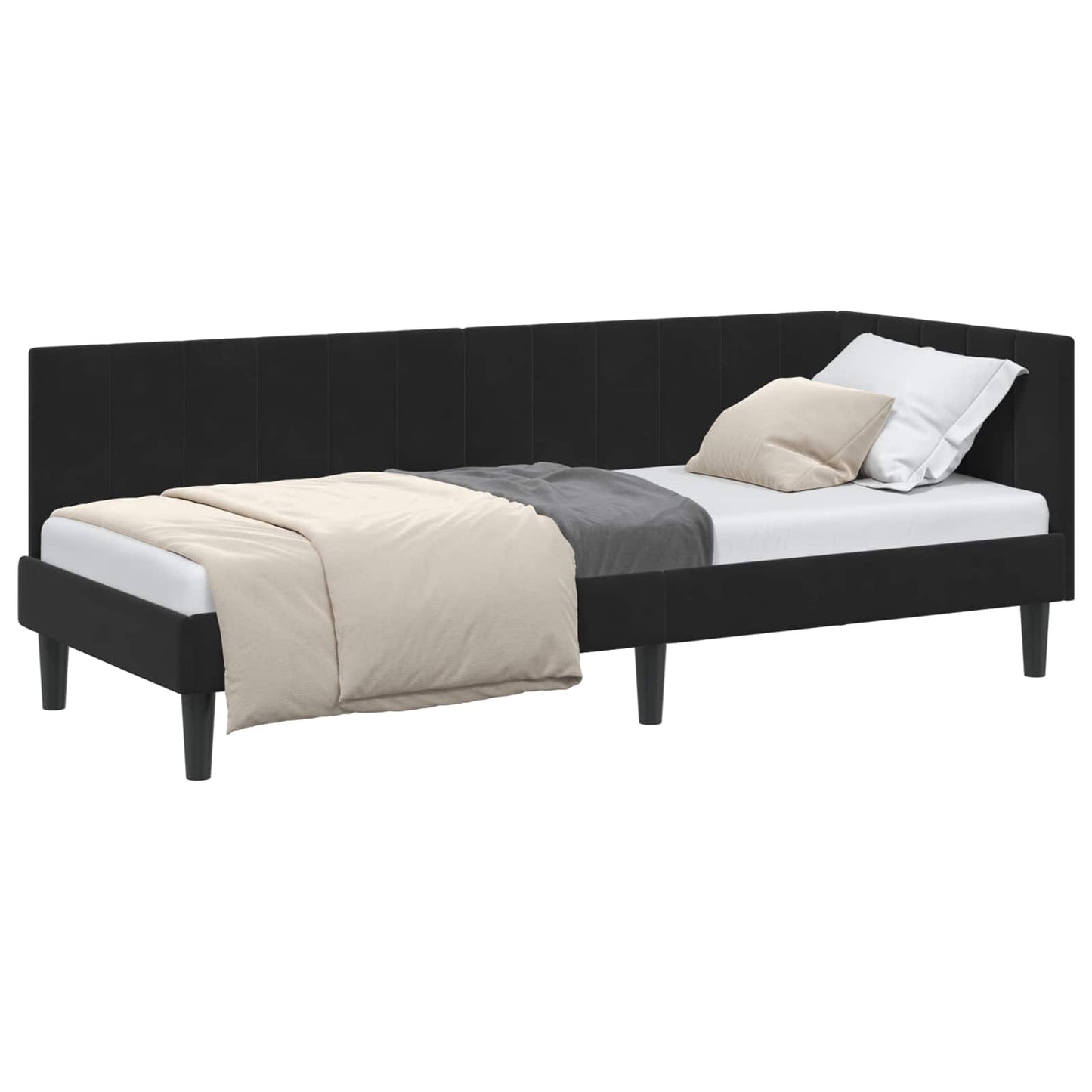 Cornice del letto ad angolo Nero 80 cm x 200 cm Velluto | homemem39