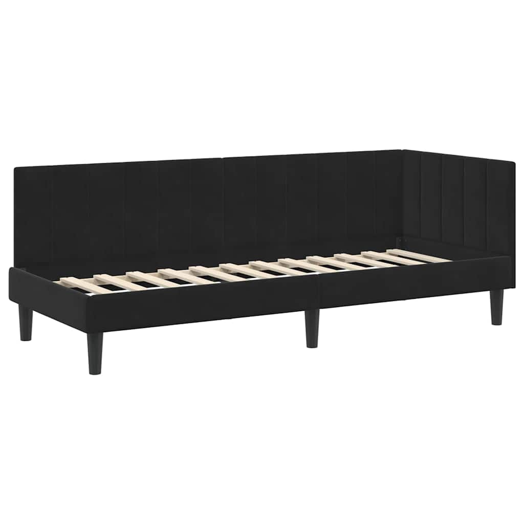 Cornice del letto ad angolo Nero 80 cm x 200 cm Velluto | homemem39