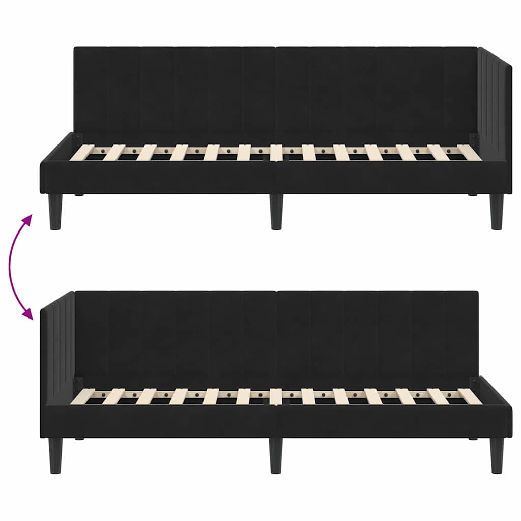 Cornice del letto ad angolo Nero 80 cm x 200 cm Velluto | homemem39