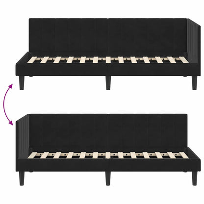 Cornice del letto ad angolo Nero 80 cm x 200 cm Velluto | homemem39