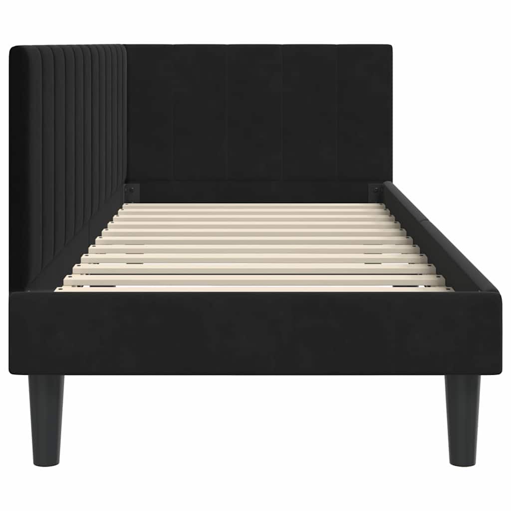Cornice del letto ad angolo Nero 80 cm x 200 cm Velluto | homemem39