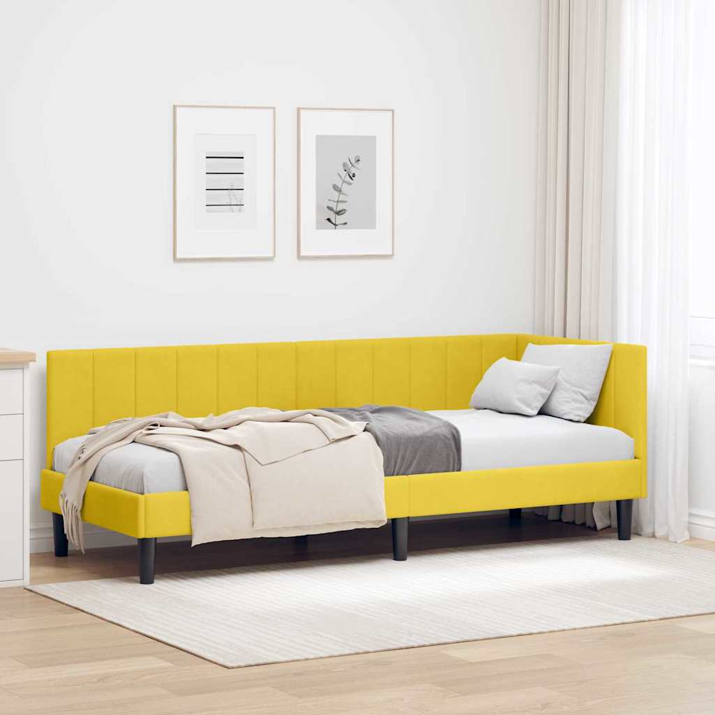 Cornice del letto ad angolo Giallo 80 cm x 200 cm Velluto | homemem39