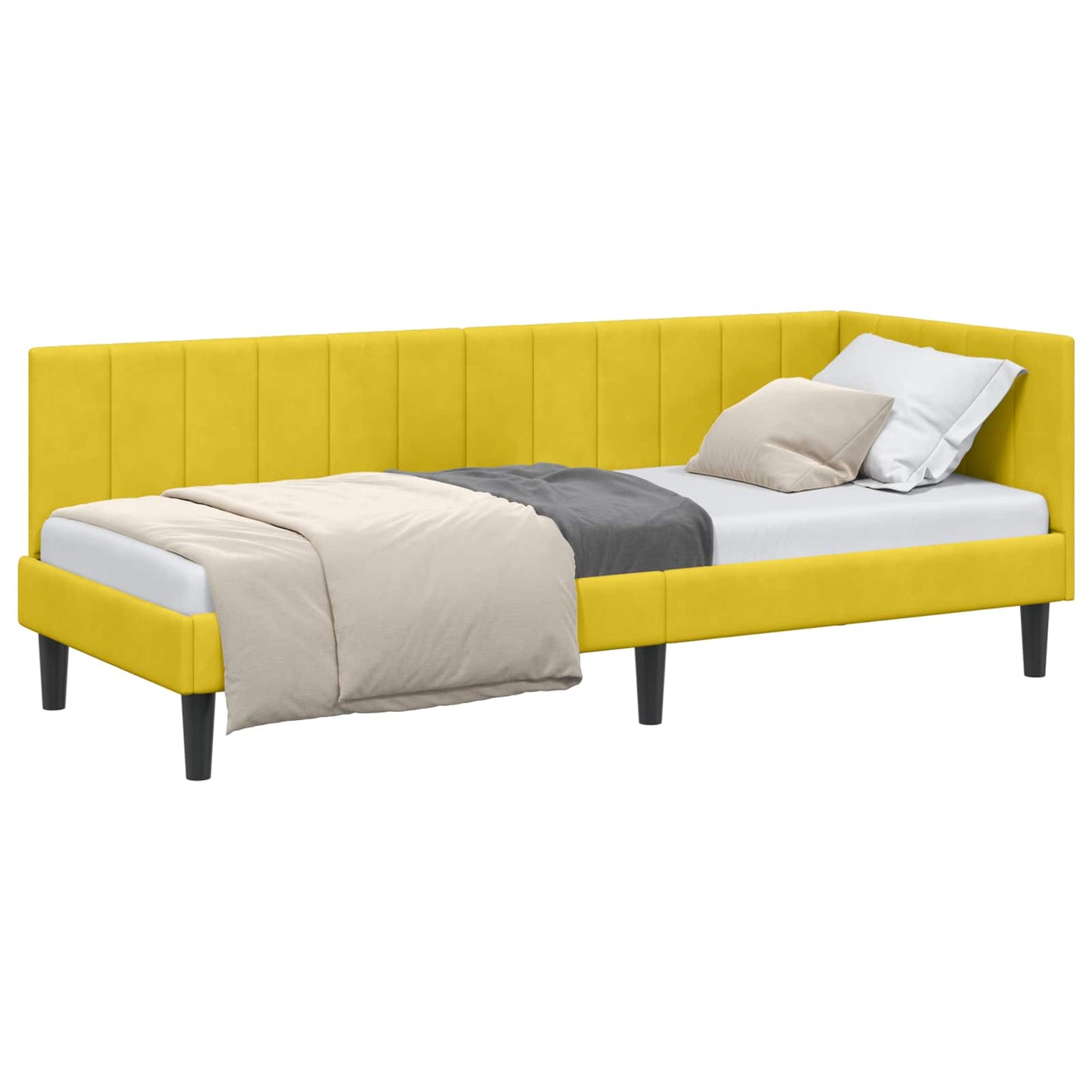 Cornice del letto ad angolo Giallo 80 cm x 200 cm Velluto | homemem39