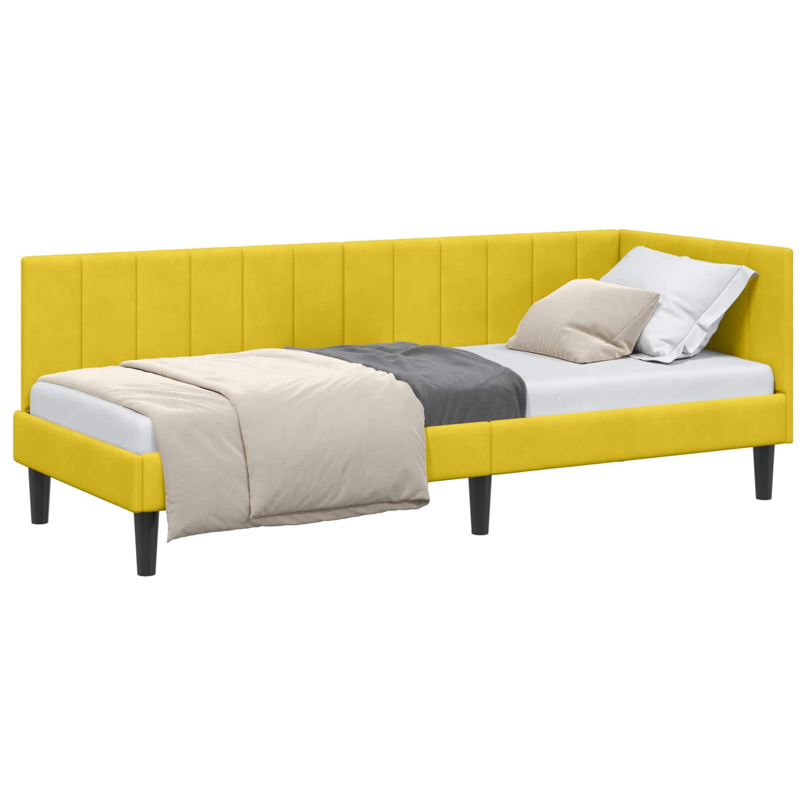 Cornice del letto ad angolo Giallo 80 cm x 200 cm Velluto | homemem39
