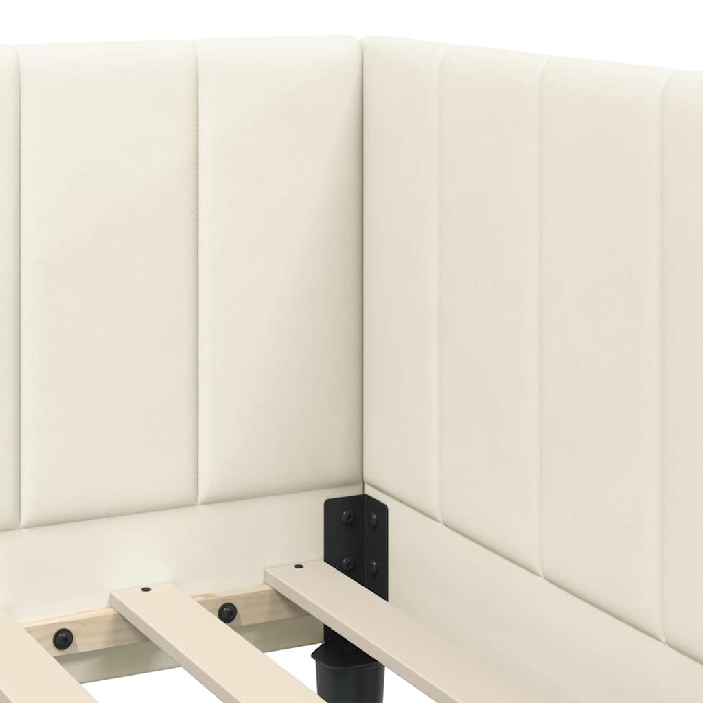 Cornice del letto ad angolo Crema 80 cm x 200 cm Velluto | homemem39