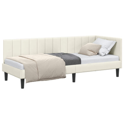 Cornice del letto ad angolo Crema 80 cm x 200 cm Velluto | homemem39