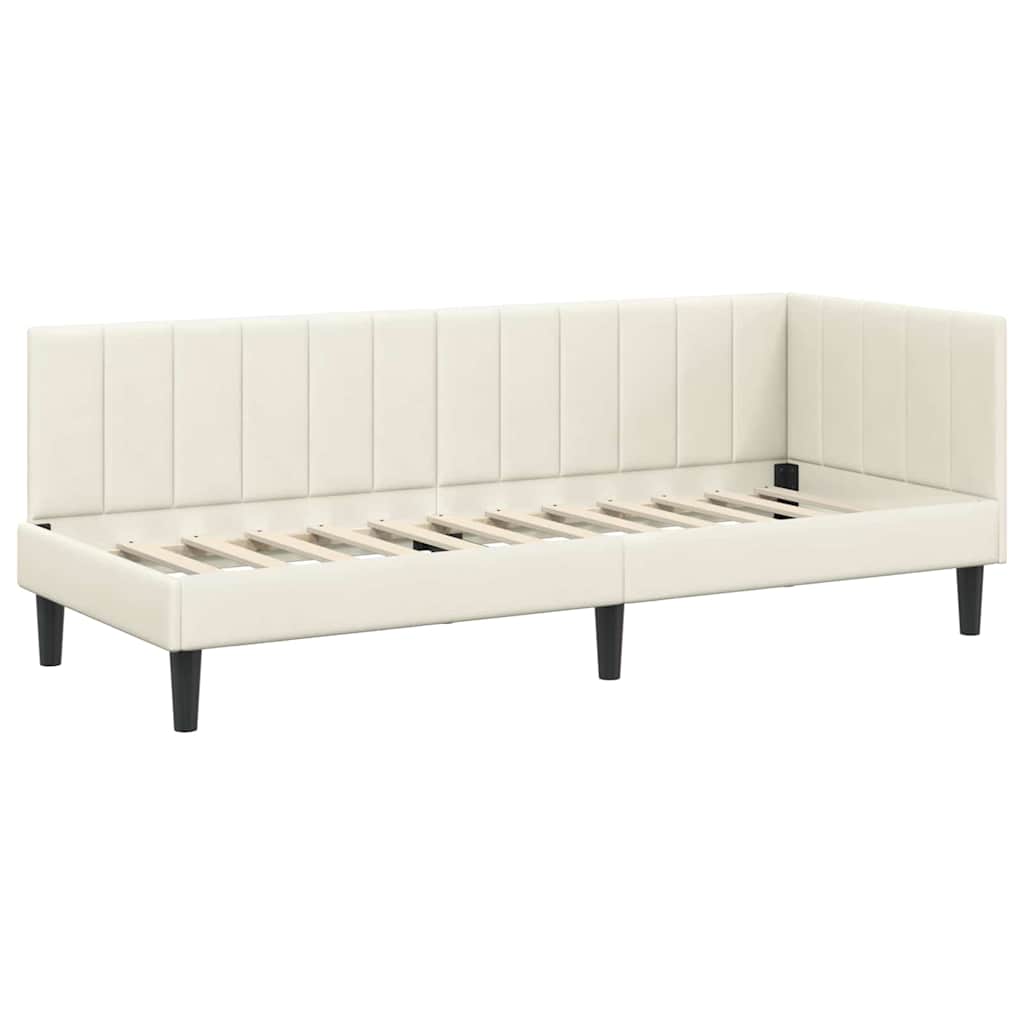 Cornice del letto ad angolo Crema 80 cm x 200 cm Velluto | homemem39