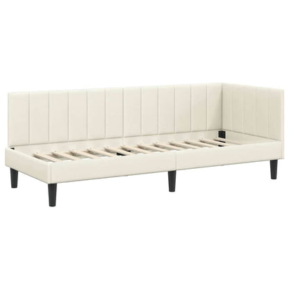 Cornice del letto ad angolo Crema 80 cm x 200 cm Velluto | homemem39