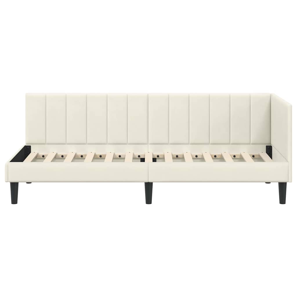Cornice del letto ad angolo Crema 80 cm x 200 cm Velluto | homemem39