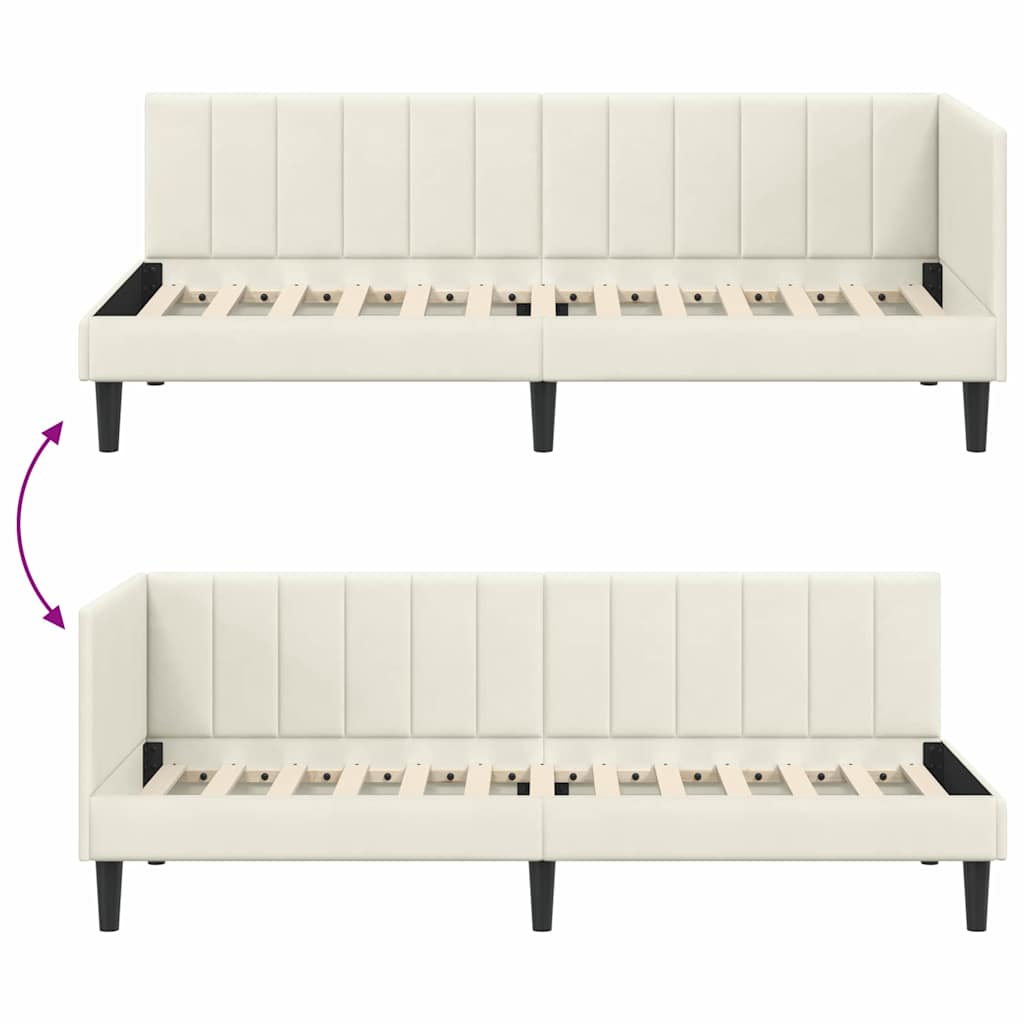 Cornice del letto ad angolo Crema 80 cm x 200 cm Velluto | homemem39