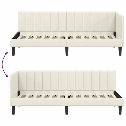 Cornice del letto ad angolo Crema 80 cm x 200 cm Velluto | homemem39
