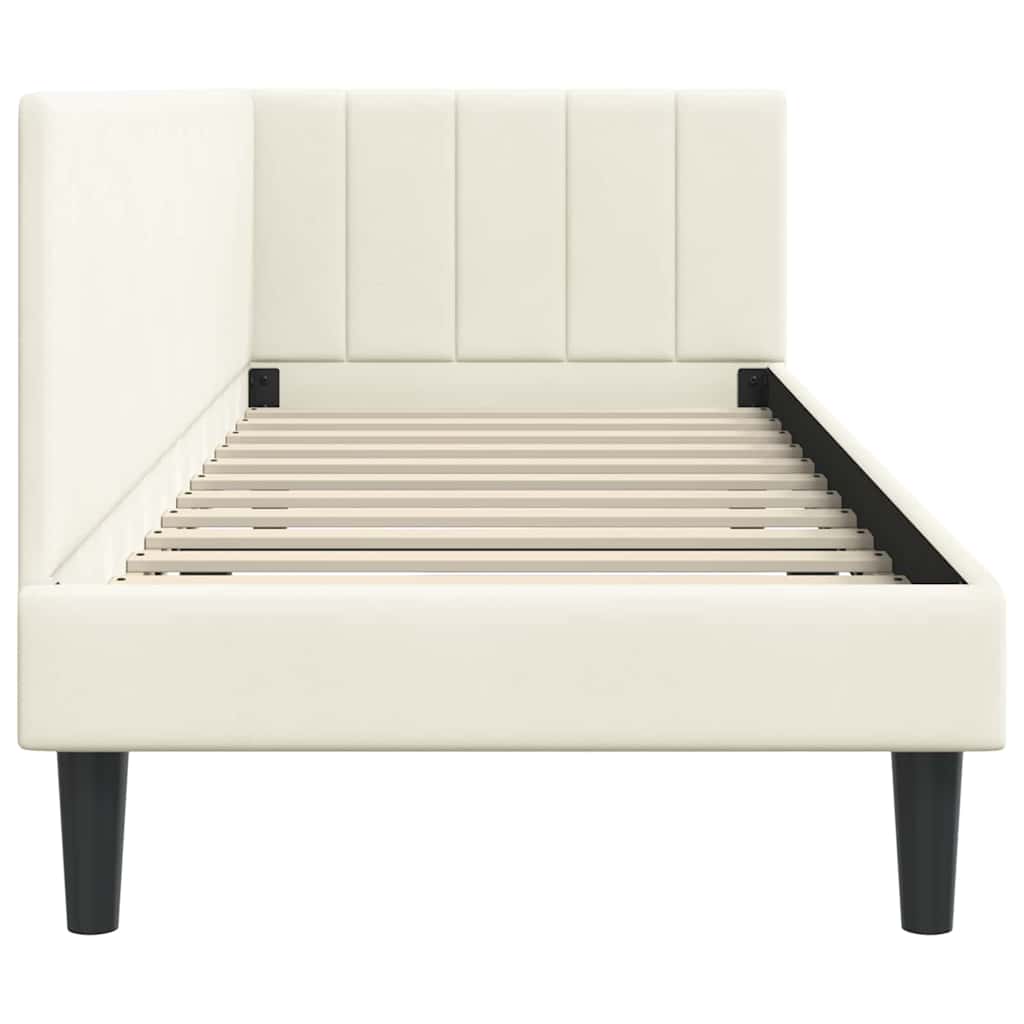 Cornice del letto ad angolo Crema 80 cm x 200 cm Velluto | homemem39