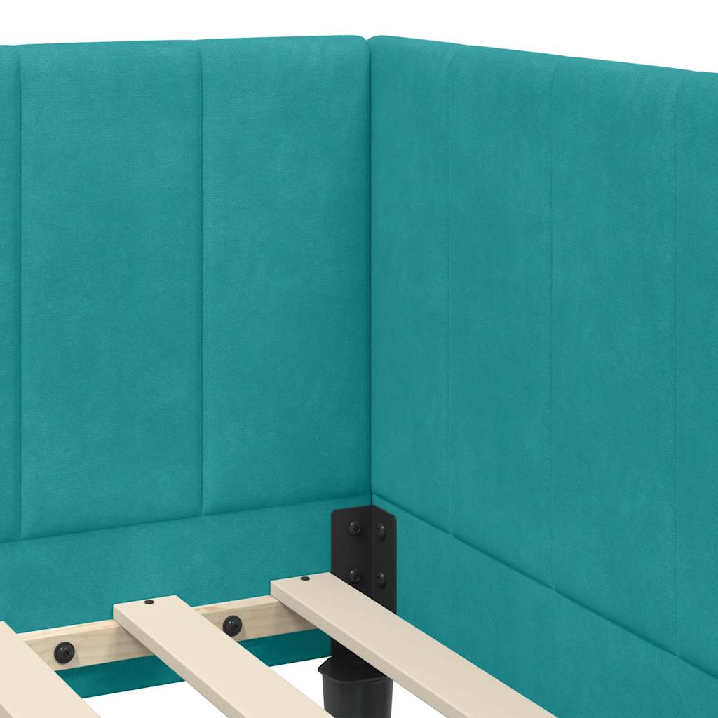 Cornice del letto ad angolo Turchese 80 cm x 200 cm Velluto | homemem39