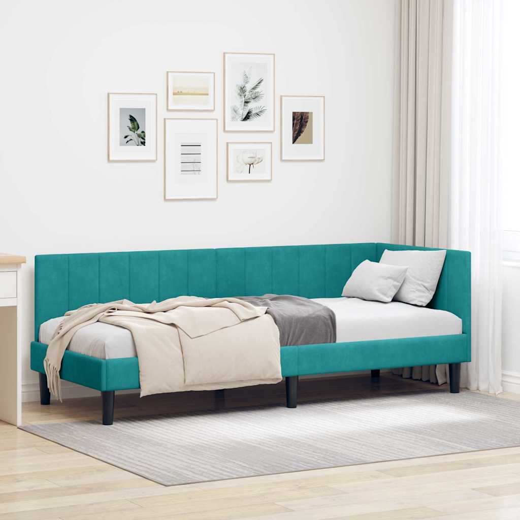 Cornice del letto ad angolo Turchese 80 cm x 200 cm Velluto | homemem39