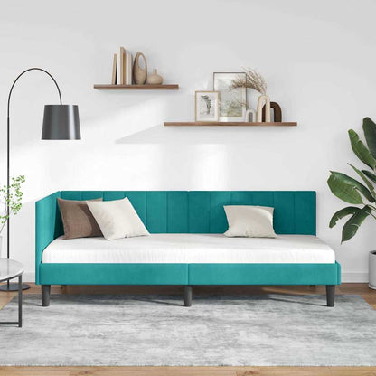 Cornice del letto ad angolo Turchese 80 cm x 200 cm Velluto | homemem39