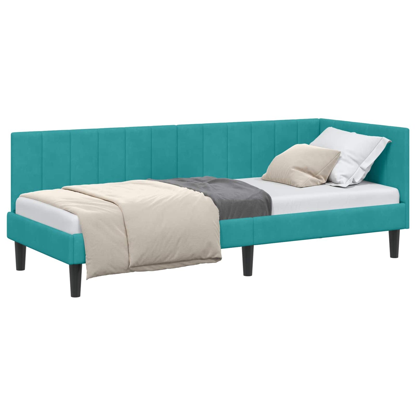 Cornice del letto ad angolo Turchese 80 cm x 200 cm Velluto | homemem39